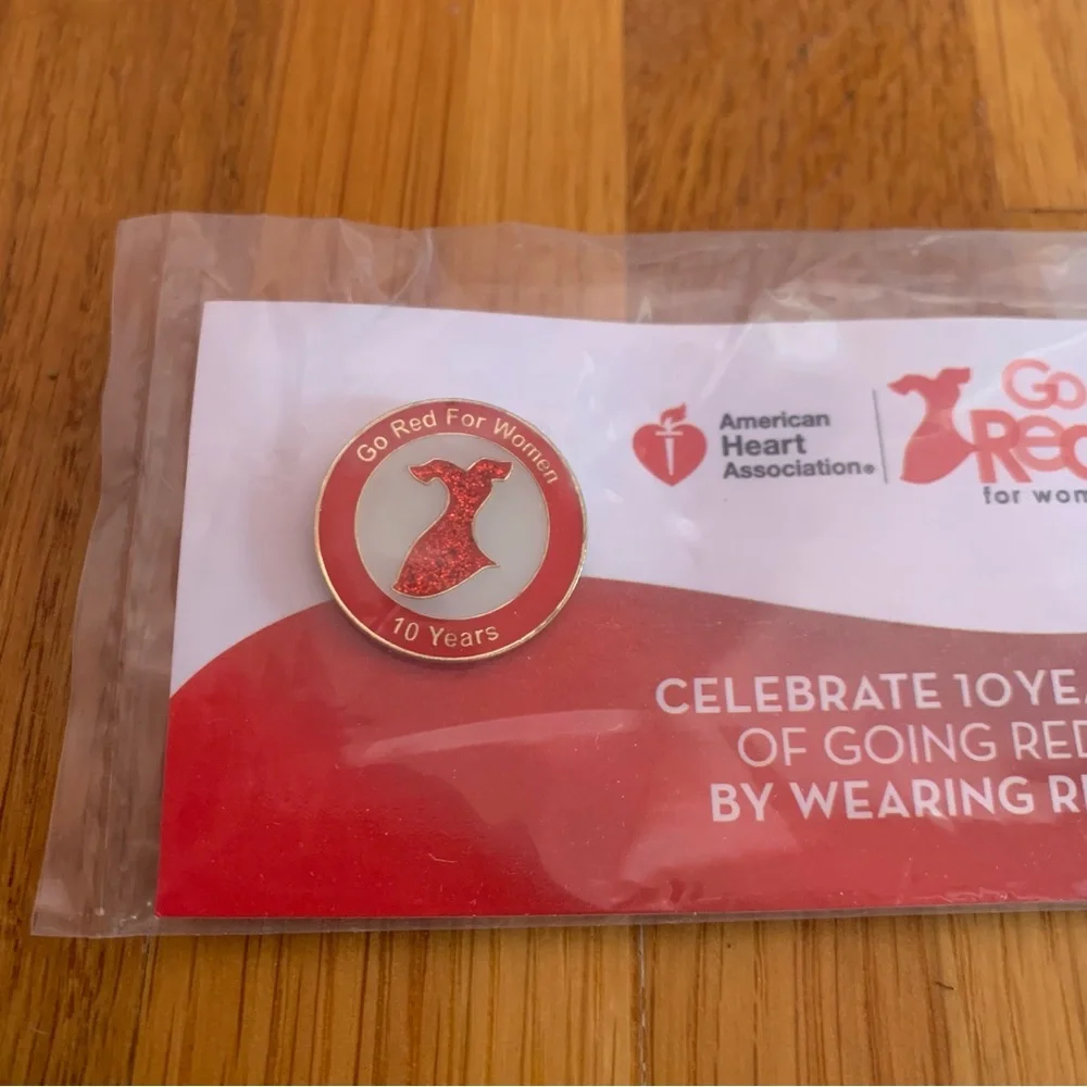 American Red Cross Go Red for Women 10 Year Collectible Commemorative Enamel Pin